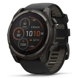 GARMIN Fenix 8 51 mm, Solar, Sapphire Carbon Gray DLC Titanium with Black/Pebble Gray Silicone Спортивные часы