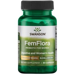 SWANSON Femflora Probiotic for Women 9.8 Billion Cfu 60 Vegan Caps пищевая добавка