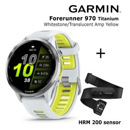GARMIN Forerunner 970, Titanium, Whitestone/Translucent Amp Yellow + HRM 200 Спортивные часы