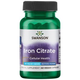 SWANSON Iron Citrate - Active Form 25 mg 60 Vegan Caps пищевая добавка