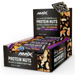 AMIX Protein Nuts Crunchy Nutty Bar 20x40g, Nuts & Fruits sportinė mityba