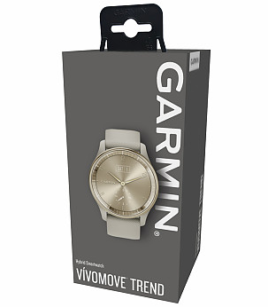 GARMIN Vivomove Trend Cream Gold Stainless Steel Bezel with French Grey Case and Silicone Band sportinis laikrodis