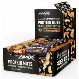 AMIX Protein Nuts Crunchy Nutty Bar 20x40g, Peanut Caramel sportinė mityba