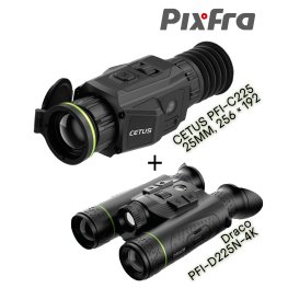 PIXFRA PIXFRA CETUS PFI-C225 thermal scope + Draco PFI-D225N-4K thermal binoculars termovizoriai taikiklis