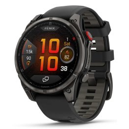 GARMIN fēnix® 8 Pro – 47 mm, AMOLED, Sapphire, Carbon grey DLC titanium with Black/pebble band sportinis laikrodis