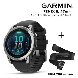 GARMIN Fenix E 47 mm, AMOLED, Stainless Steel + Garmin HRM 200 Sensor Спортивные часы