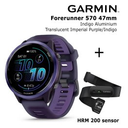 GARMIN Forerunner 570 - 47mm, Indigo Aluminium with Translucent Imperial Purple/Indigo Band Спортивные часы