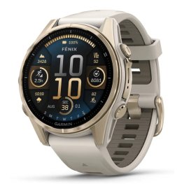 GARMIN Fenix 8 43 mm, AMOLED, Sapphire Soft Gold with Fog Gray/Dark Sandstone Silicone Ban Спортивные часы