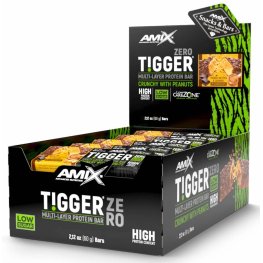 AMIX TiggerZero Multi-Layer Protein Bar 15x60g, Peanut Butter Cake sportinė mityba