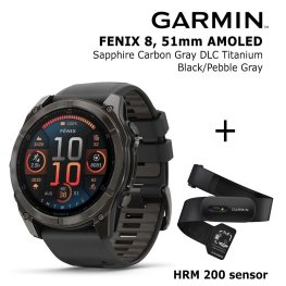 GARMIN Fenix 8 51 mm, AMOLED, Sapphire Carbon + HRM 200 Sensor sportinis laikrodis