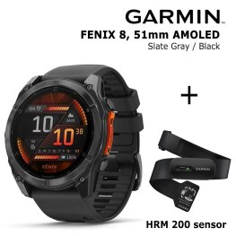 GARMIN Fenix 8 51 mm, AMOLED, Slate Gray + HRM 200 Sensor sportinis laikrodis