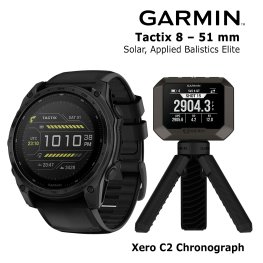 GARMIN Tactix 8 – 51 mm, Solar, Applied Balistics Elite + Xero C2 Chronograph sportinis laikrodis