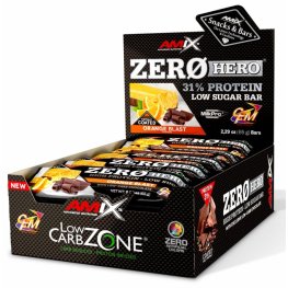 AMIX Low-Carb ZeroHero® Protein Bar 15x65g, Orange Blast sportinė mityba