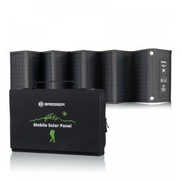 Bresser Mobilus saulės įkroviklis 60 vatų su USB ir nuolatinės srovės išvestimi saulės modulis