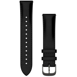 GARMIN Quick Release Bands 20 mm, Black Leather with Brushed Slate Hardware