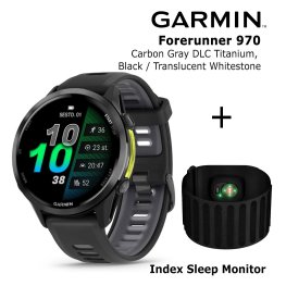 GARMIN Forerunner 970, Carbon Gray DLC Titanium, Black/Translucent + Index Sleep Monitor Спортивные часы