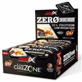 AMIX Low-Carb ZeroHero® Protein Bar 20x65g, Vanilla Almond sportinė mityba