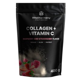 Vital Harmony Collagen + Vitamin C 400g, Raspberry Strawberry sportinė mityba